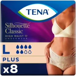 Incontinentie<TENA Silhouette Classic Underwear High Waist Blanc Plus L 8 stuks