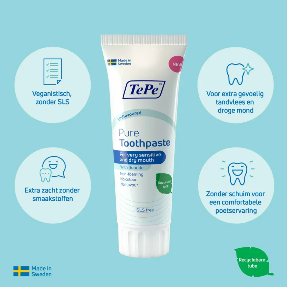 Hot Pure Tandpasta Unflavoured 75 ml Spoelen & Poetsen