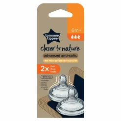 Closer to Nature Fast Flow Teats Speen 6m+ 2 stuks^Tommee Tippee Hot