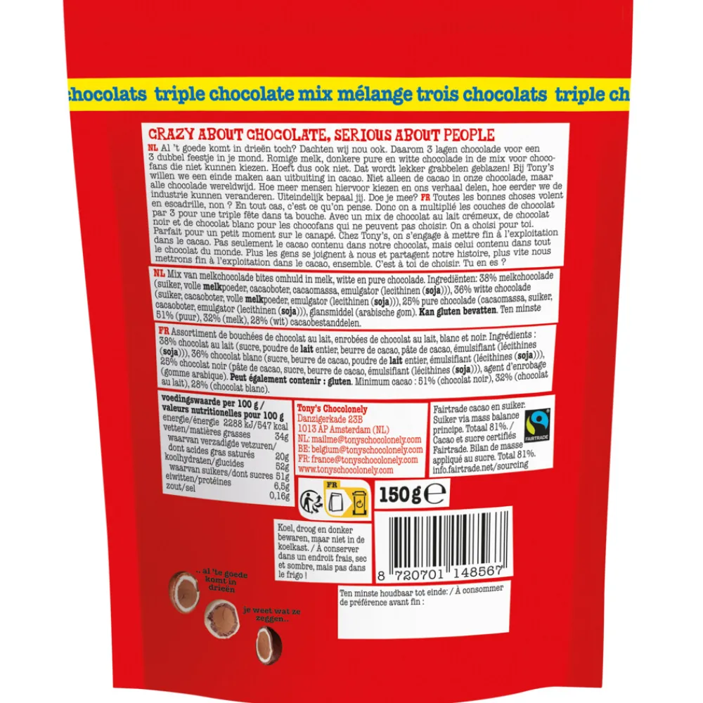 Tony's Chocolonely Lil'Bits Triple Chocolade Mix 150 gr^Tonys Chocolonely Online