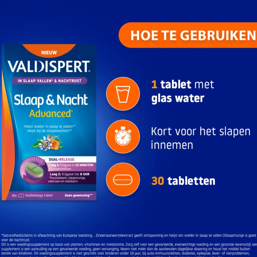 Slaap & Nacht Advanced 30 tabletten^Valdispert Discount