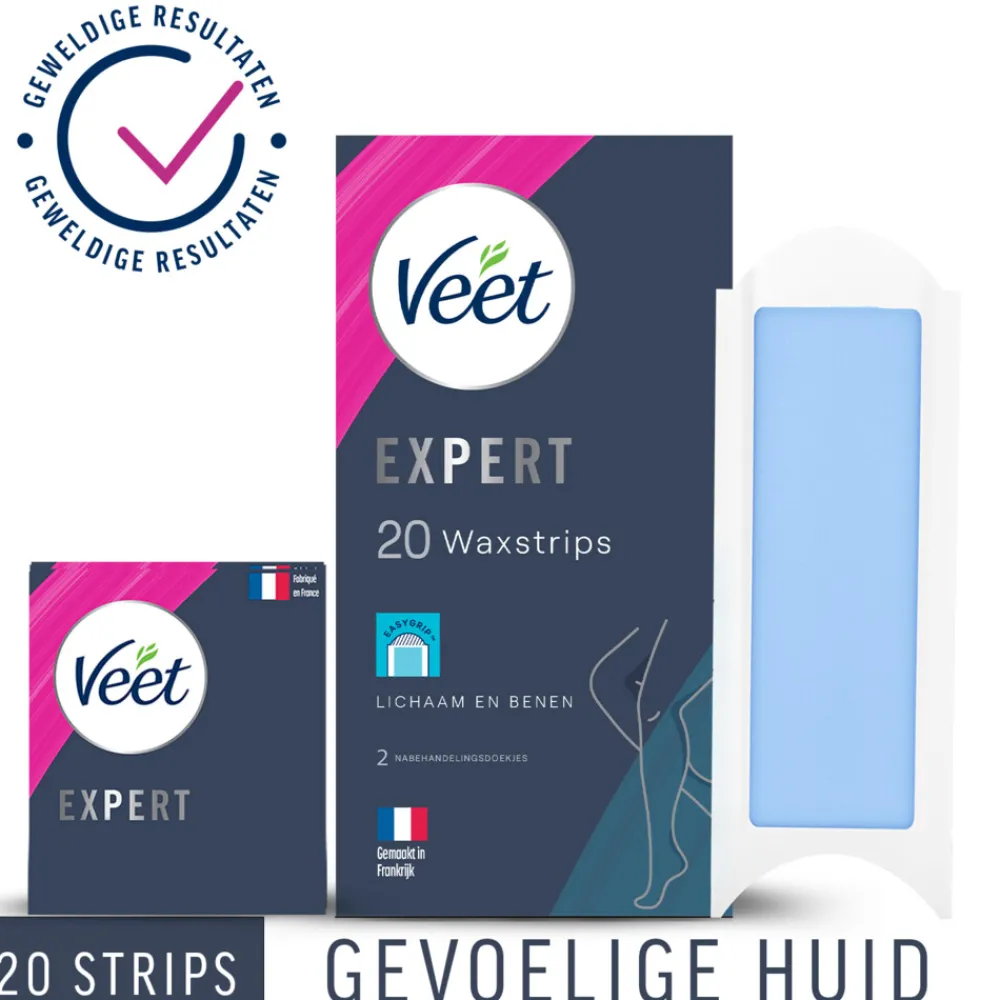 Expert Koude Waxstrips Benen Sensitive 20 stuks^Veet Hot