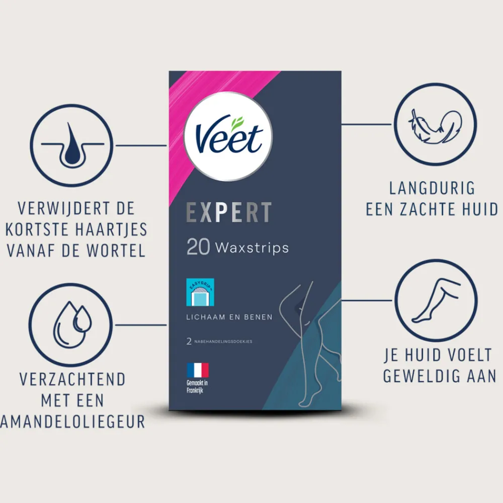 Expert Koude Waxstrips Benen Sensitive 20 stuks^Veet Hot