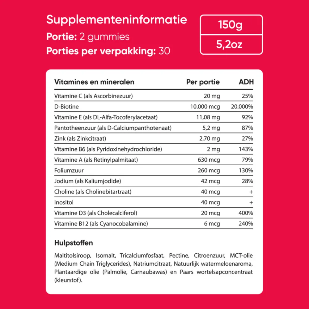 Hair Vitamins Watermeloen 60 gummies^Veganboost Online