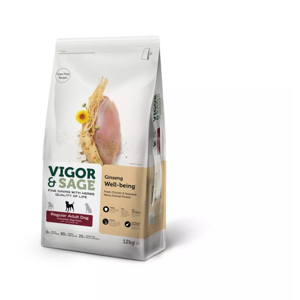 Hondenvoer<Vigor & Sage Hondenvoer Regular Well-Being Ginseng 12 kg