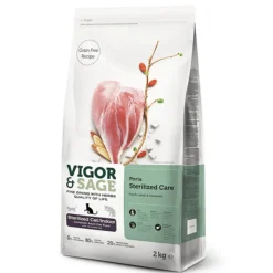 Kattenvoer<Vigor & Sage Kattenvoer Sterilised Indoor Poria 2 kg