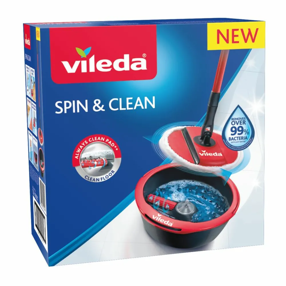 Dweilen<Vileda Spin & Clean Mop Complete Set Rood en Zwart 1 set