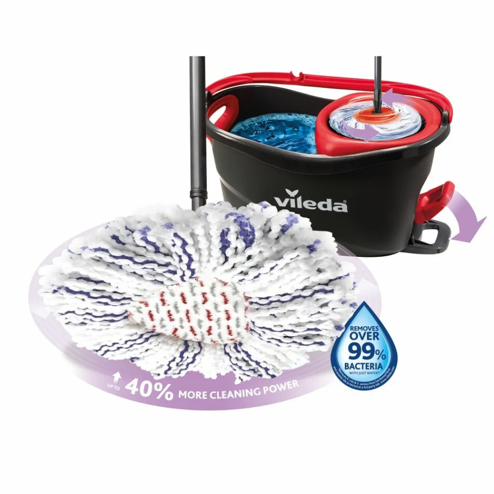 Turbo 3in1 Mopset - Met Pedaalsysteem Zwart Rood Wit Blauw 1 set^Vileda