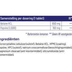 Betaine Hcl 650 mg 120 tabletten^Vitakruid Online
