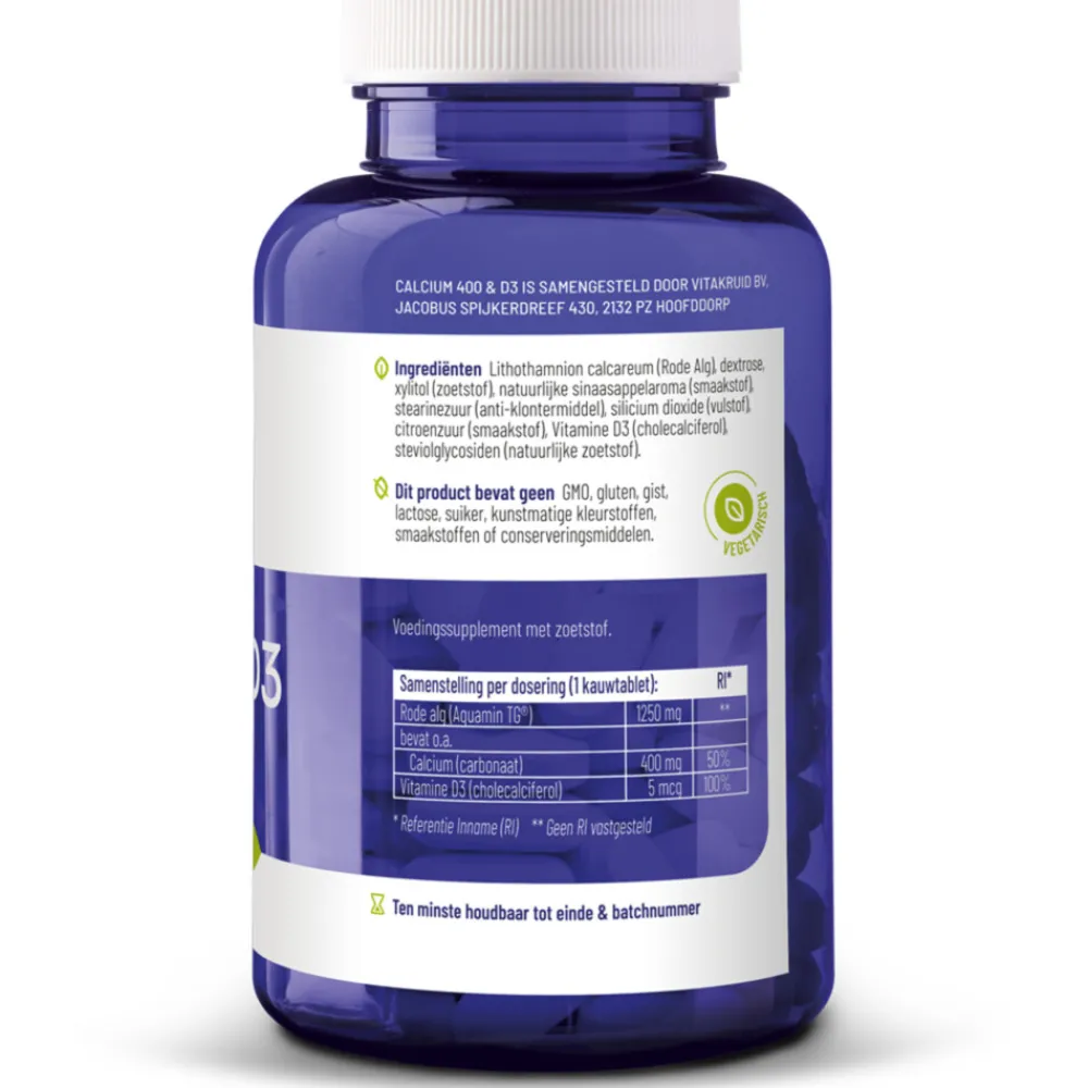 Discount Calcium 400 & D3 uit Rode Alg 100 kauwtabletten Mineralen