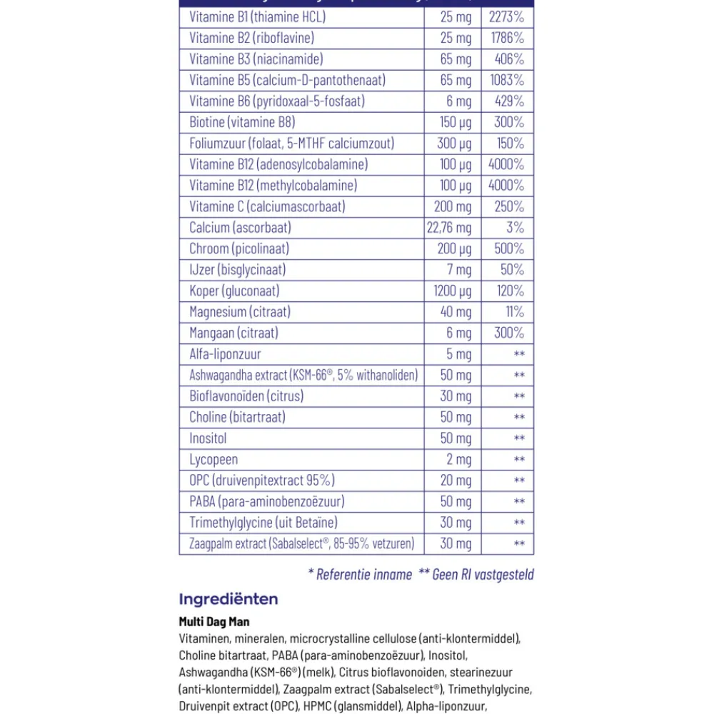 Online Multi Dag Man 90 tabletten Vitaminen Man
