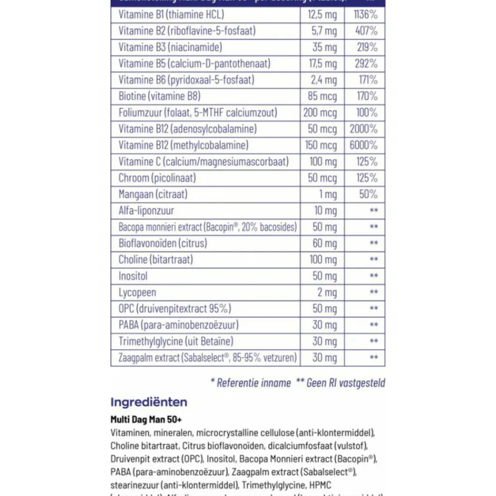 Outlet Multi Dag Man 50+ 30 tabletten Vitaminen Man