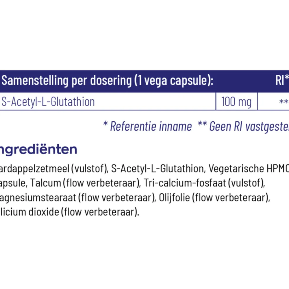 Speciale Bestanddelen<Vitakruid S-Acetyl-L-Glutathion 30 vegacapsules