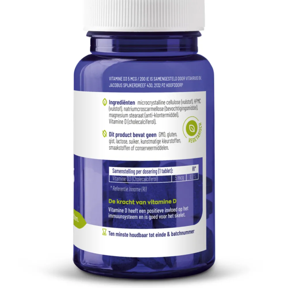 Vitaminen<Vitakruid Vitamine D3 - 5 mcg 250 tabletten
