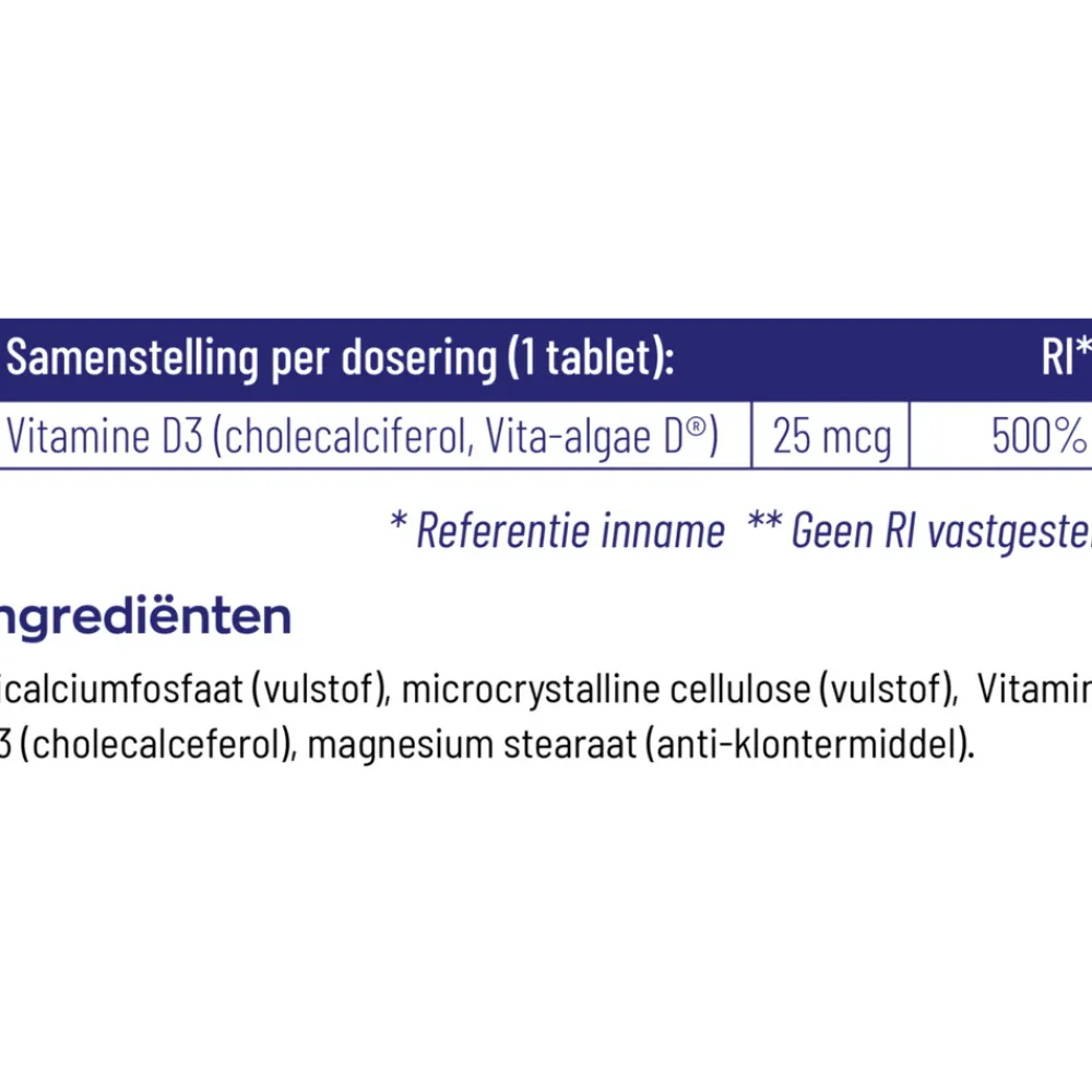 Sale Vitamine D3 25 mcg Vegan 120 tabletten Vitaminen