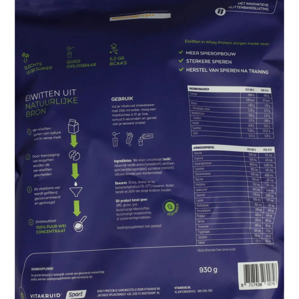 Whey Protein Concentrate Vanille 900 gr^Vitakruid Sale