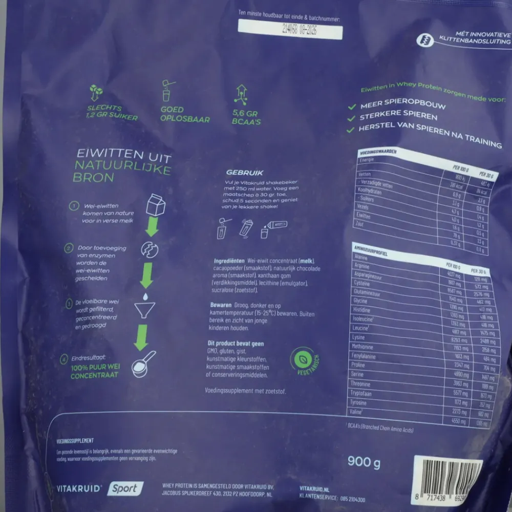 Sportvoeding & Drank<Vitakruid Whey Protein Concentrate Chocolade 900 gr