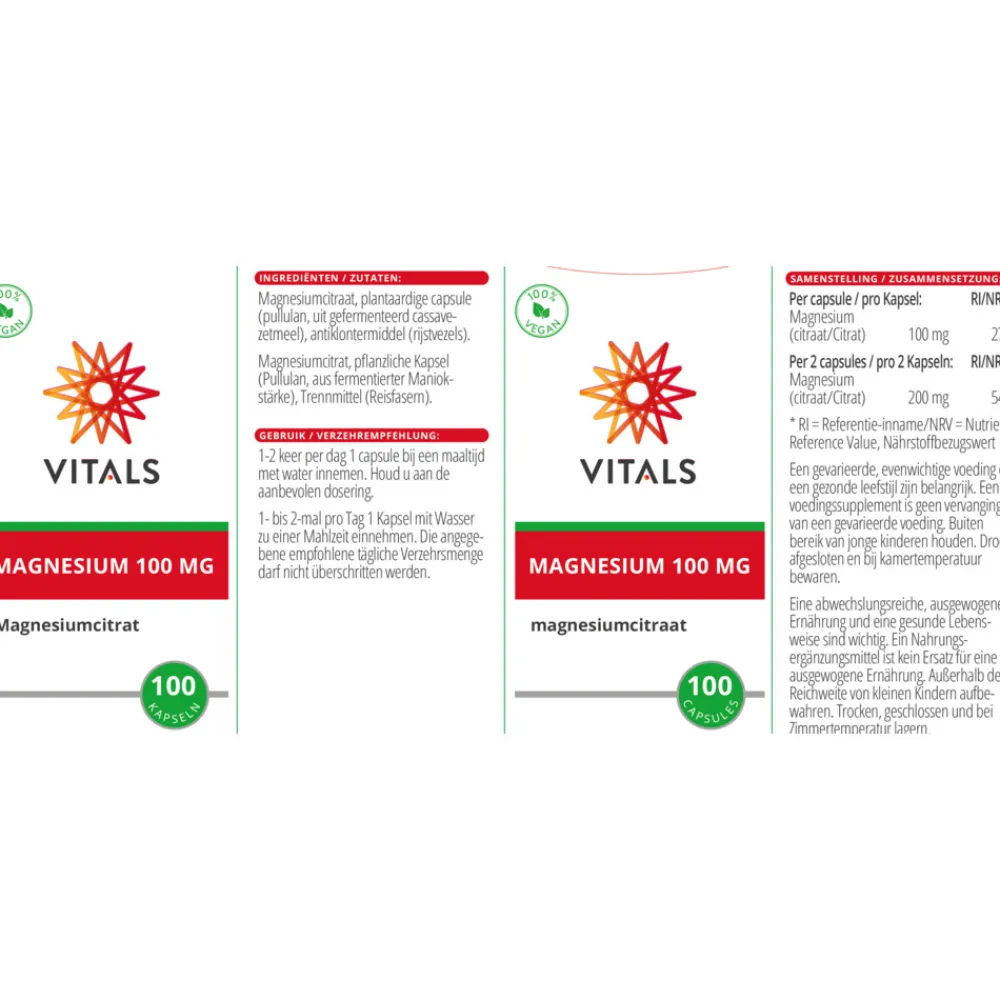 Magnesium 100mg 100 capsules^Vitals Outlet