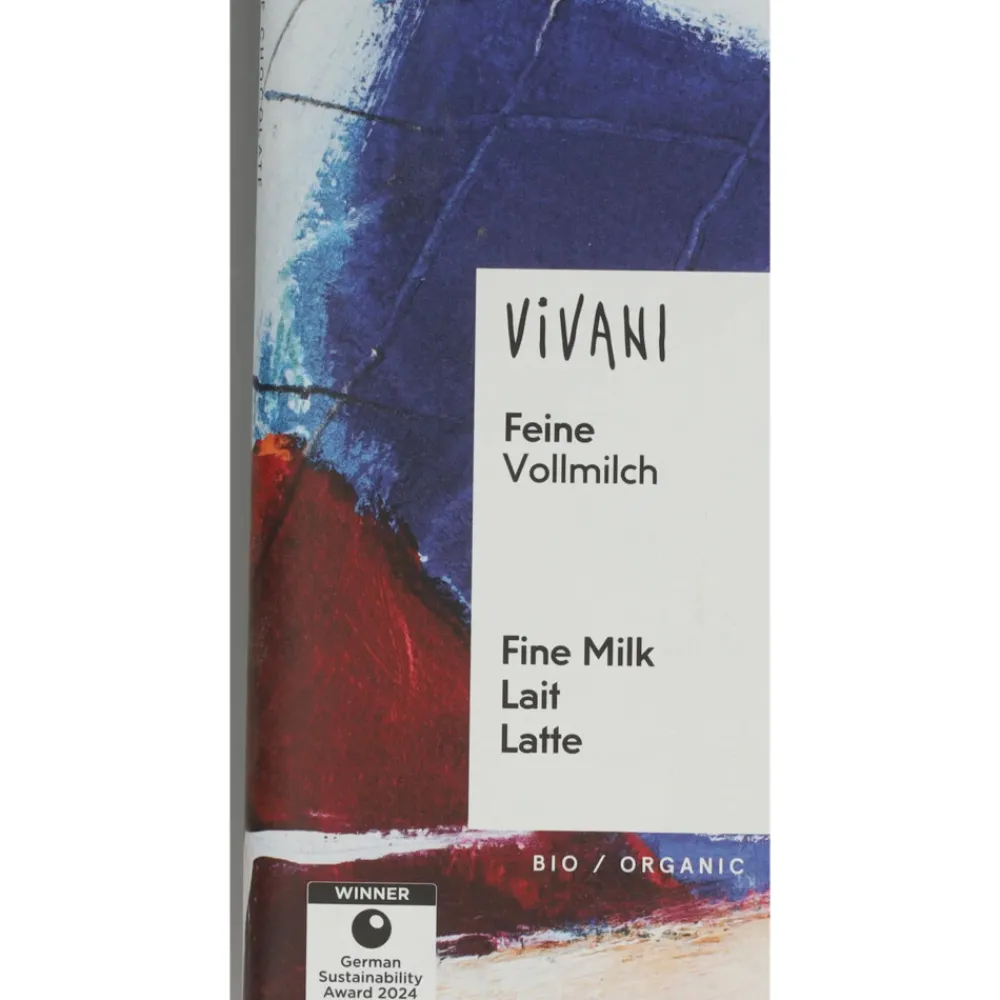 Chocolade<Vivani Chocoladereep Melk 100 gr