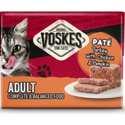 Kattenvoer<Voskes Kattenvoer Nat Paté Adult Kalkoen met Kip & Pompoen 85 gr