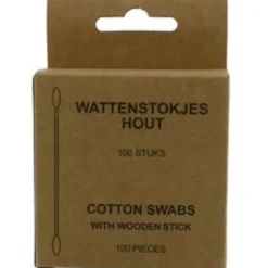 Clearance Wattenstaafjes Hout in een Doosje 100 stuks Reiniging