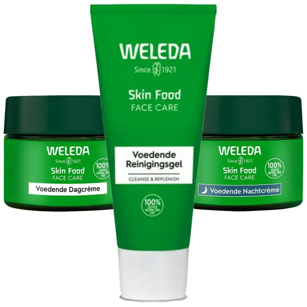 Reiniging|Dag- & Nachtcrème<WELEDA Skin Food Routine - Voedende Dagcréme 1 x 40 ml, Voedende Nachtcréme 1 x 40 ml & Reinigingsgel 1 x 75 ml Pakket