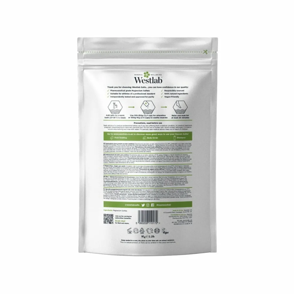 100% Natuurlijk Badzout Reviving Epsom 1000 gr Bad & Douche
