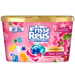 Wasmiddel<Witte Reus Wasmiddel Frisse Reus 3+1 Power Caps Orchidee 14 stuks
