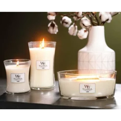 Kaarsen|Geurkaarsen<WoodWick Geurkaars Ellipse Linen 454 gr