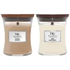 Kaarsen<WoodWick Medium Cashmere en Linen Pakket