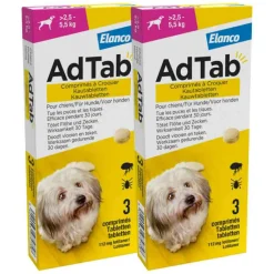 2x Anti Vlo en Teek Kauwtabletten Hond >2,5-5,5 kg 3 tabletten^AdTab New