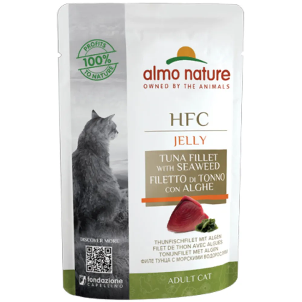 24x HFC Jelly Kattenvoer Nat Blikje Tonijnfilet & Algen 55 gr^Almo Nature Discount