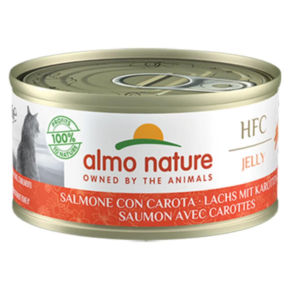 Kattenvoer<Almo Nature 24x HFC Jelly Kattenvoer Nat Zalm & Wortel 70 gr