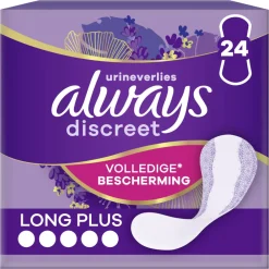 4x Discreet Long+ Inlegkruisjes Urineverlies 24 stuks Intiemhygiëne