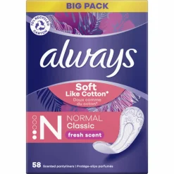 4x Inlegkruisjes Dailies Normal Classic Soft Like Cotton Fresh 58 stuks^Always Hot