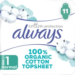 10x Maandverband Bio Cotton Protection Ultra Normal met Vleugels 11 stuks Intiemhygiëne