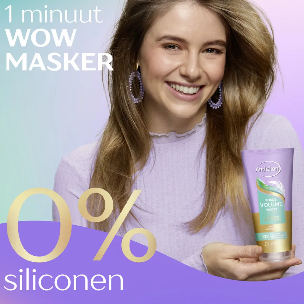 Haarmasker<Andrélon 6x WOW Masker Kokos Volume Boost 180 ml