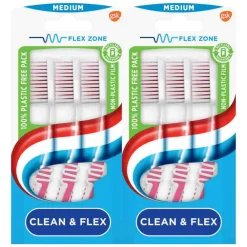 2x Tandenborstel Clean & Flex Medium 3 stuks^Aquafresh New