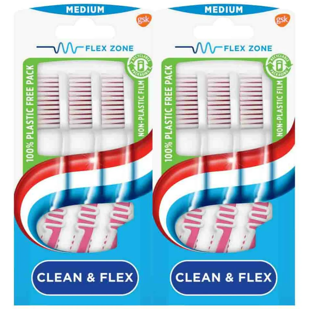 2x Tandenborstel Clean & Flex Medium 3 stuks^Aquafresh New