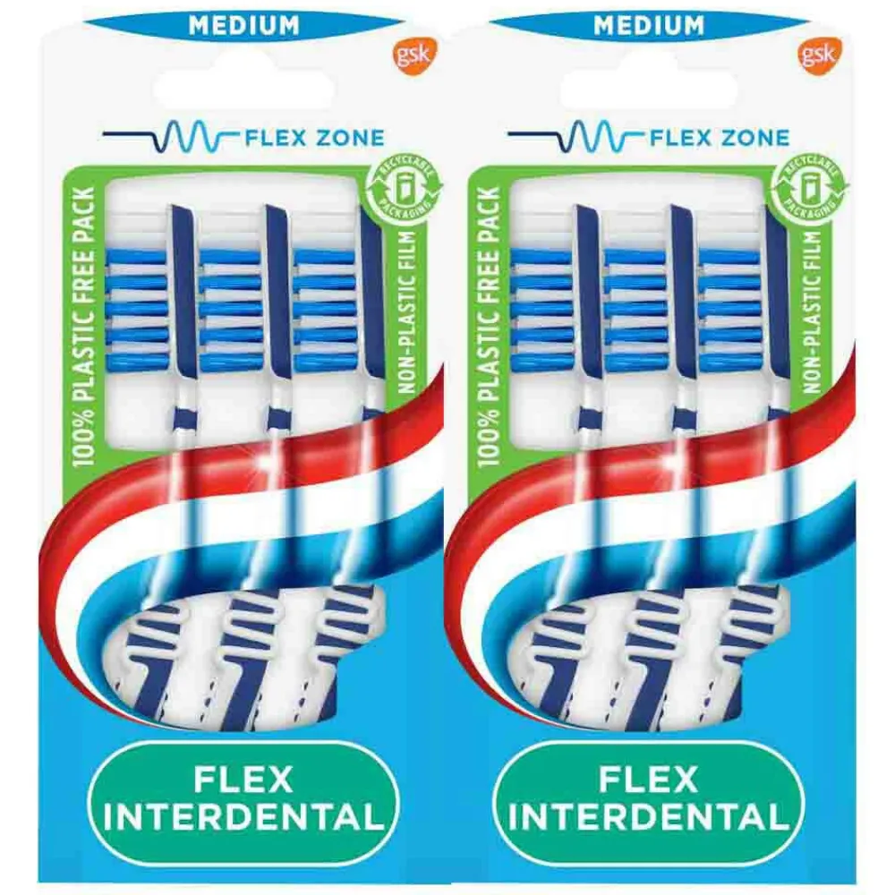 Outlet 2x Tandenborstel Flex Interdental Medium 3 stuks Tandenborstels