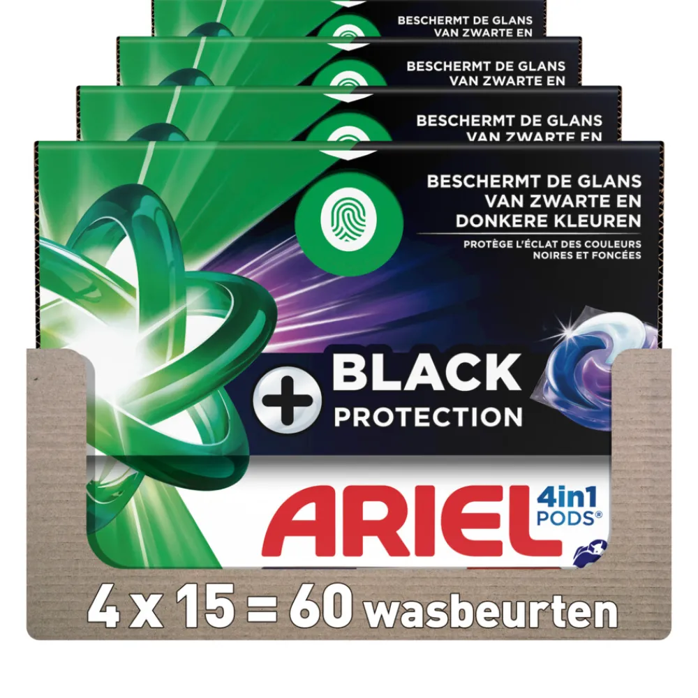 Wasmiddel<Ariel 4x 4in1 Wasmiddel Pods Revitablack 15 stuks