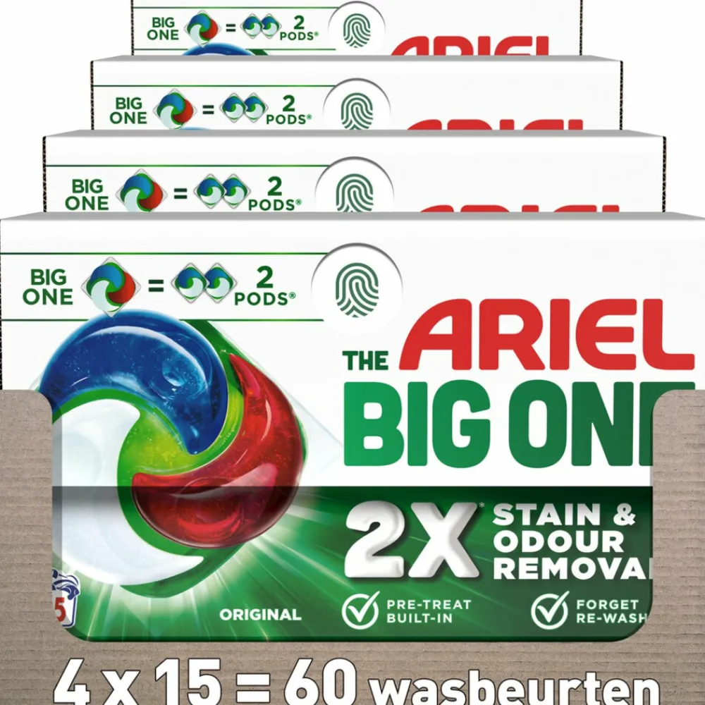 4x 3in1 Wasmiddel Pods The Big One Original 15 stuks^Ariel Discount