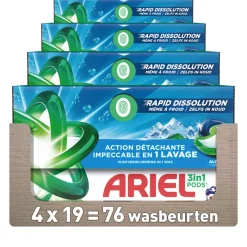 Wasmiddel<Ariel 4x 3in1 Wasmiddel Pods Alpine 19 stuks