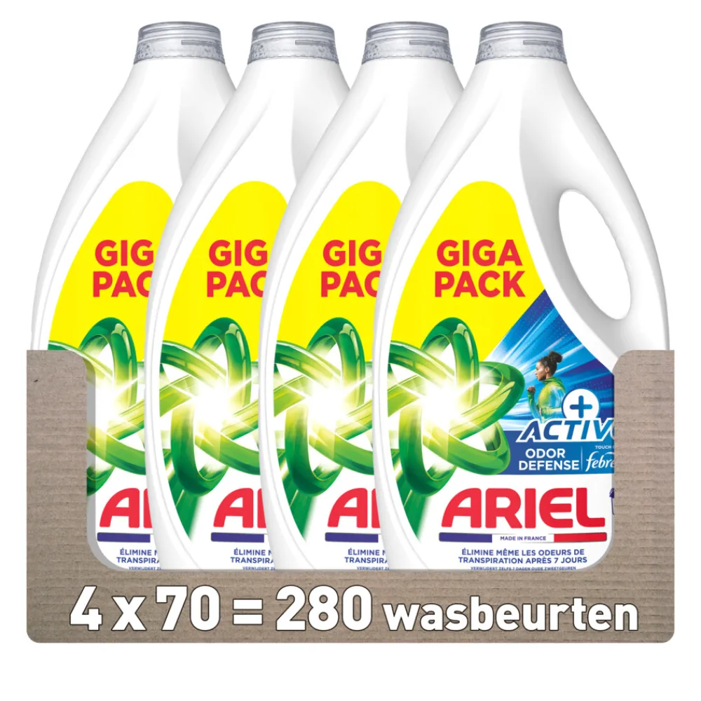 Hot 4x Vloeibaar Wasmiddel +Actieve Odor Defense 70 Wasbeurten 3,15 liter Wasmiddel