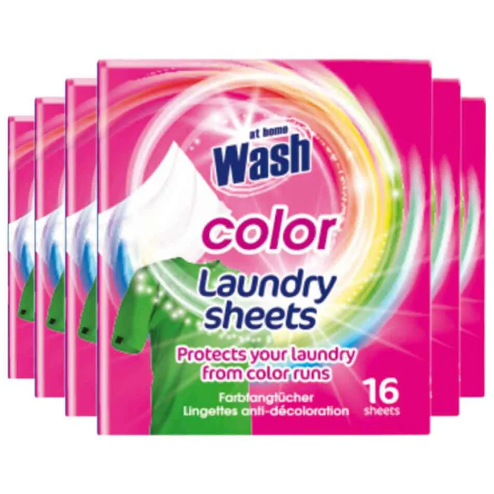 Wasmiddel<At Home 6x Wasdoekjes Gekleurde Was 16 stuks