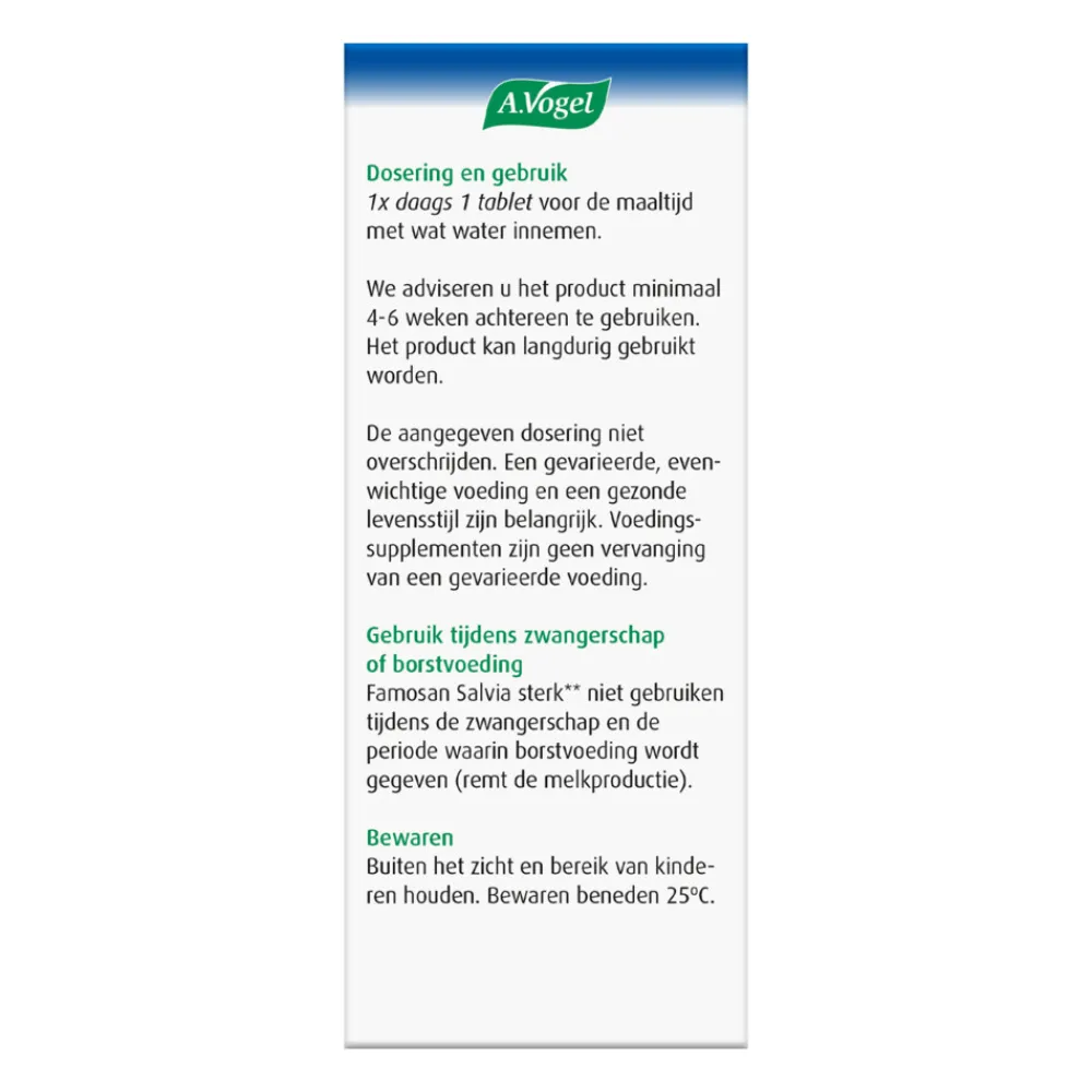 Voor Vrouw Of Man<A.Vogel 2x Famosan Salvia Overgang Sterk** 25 tabletten