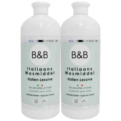 Wasverzachter<B&B Italiaanse Wasparfum 2x Wasmiddel Katoen Bloem 1000 ml