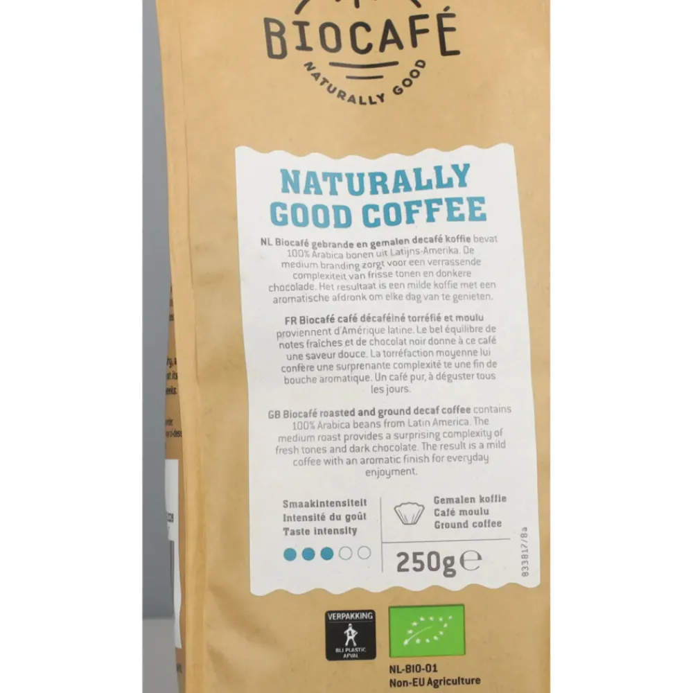 Koffie<Biocafe 3x Filterkoffie Cafeïnevrij Biologisch 250 gr