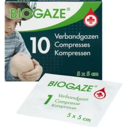 2x Verbandgazen 5 x 5 cm 10 stuks^Biogaze New