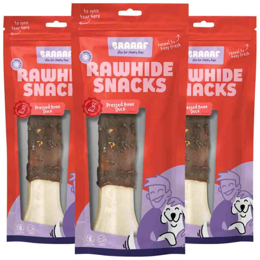 Best 3x Geperst Bot Hondensnack Eend 20 cm 175 gr Snacks